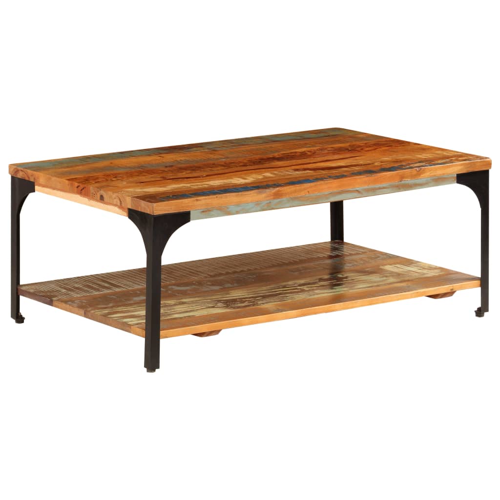 Salontafel met schap 100x60x35 cm massief gerecycled hout is nu te koop bij PeponiXL, paradijselijk wonen!