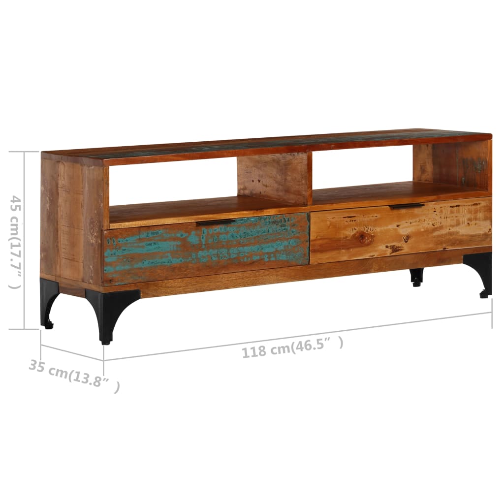 Tv-meubel 118x35x45 cm massief gerecycled hout is nu te koop bij PeponiXL, paradijselijk wonen!