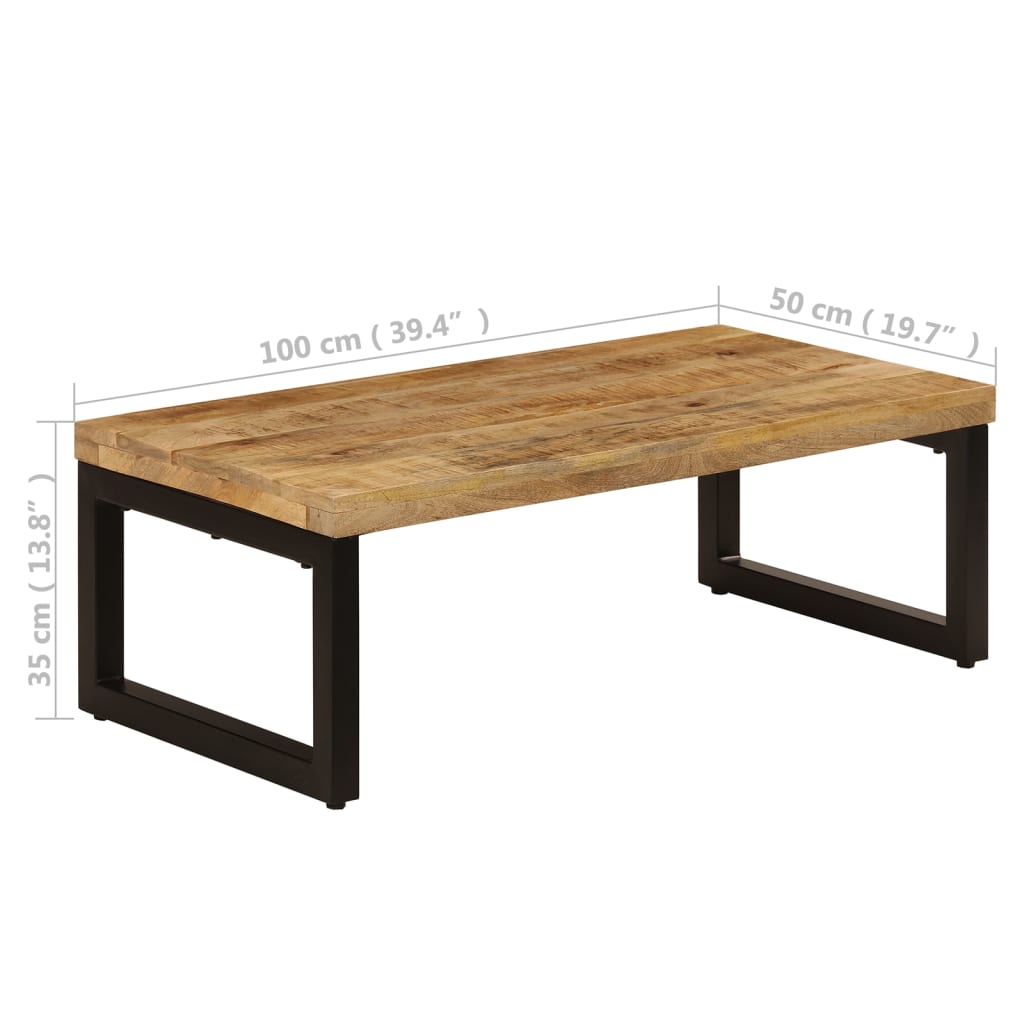 Salontafel 100x50x35 cm massief mangohout en staal is nu te koop bij PeponiXL, paradijselijk wonen!