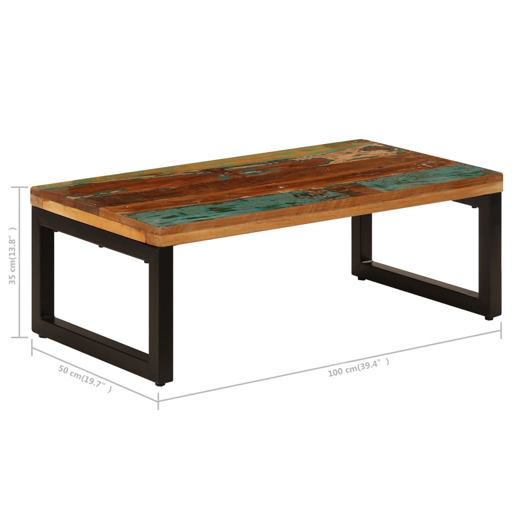 Salontafel 100x50x35 cm massief gerecycled hout en staal is nu te koop bij PeponiXL, paradijselijk wonen!