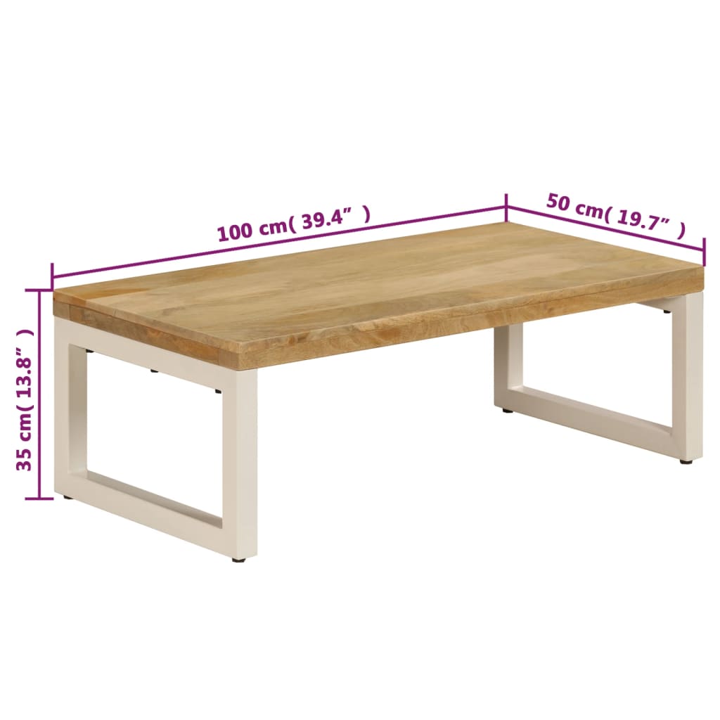 Salontafel 100x50x35 cm massief mangohout en staal is nu te koop bij PeponiXL, paradijselijk wonen!