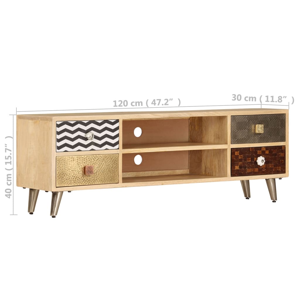 Tv-meubel 120x30x40 cm massief mangohout is nu te koop bij PeponiXL, paradijselijk wonen!