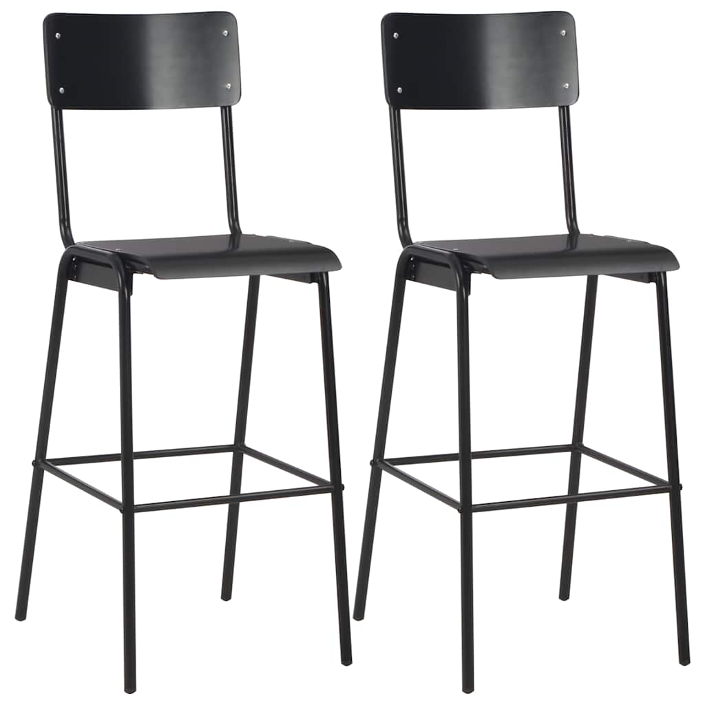 Barstoelen 2 st massief multiplex staal zwart is nu te koop bij PeponiXL, paradijselijk wonen!
