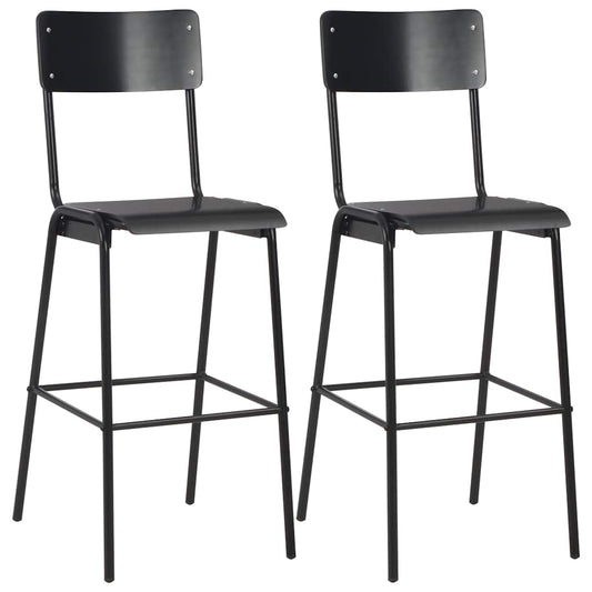 Barstoelen 2 st massief multiplex staal zwart is nu te koop bij PeponiXL, paradijselijk wonen!