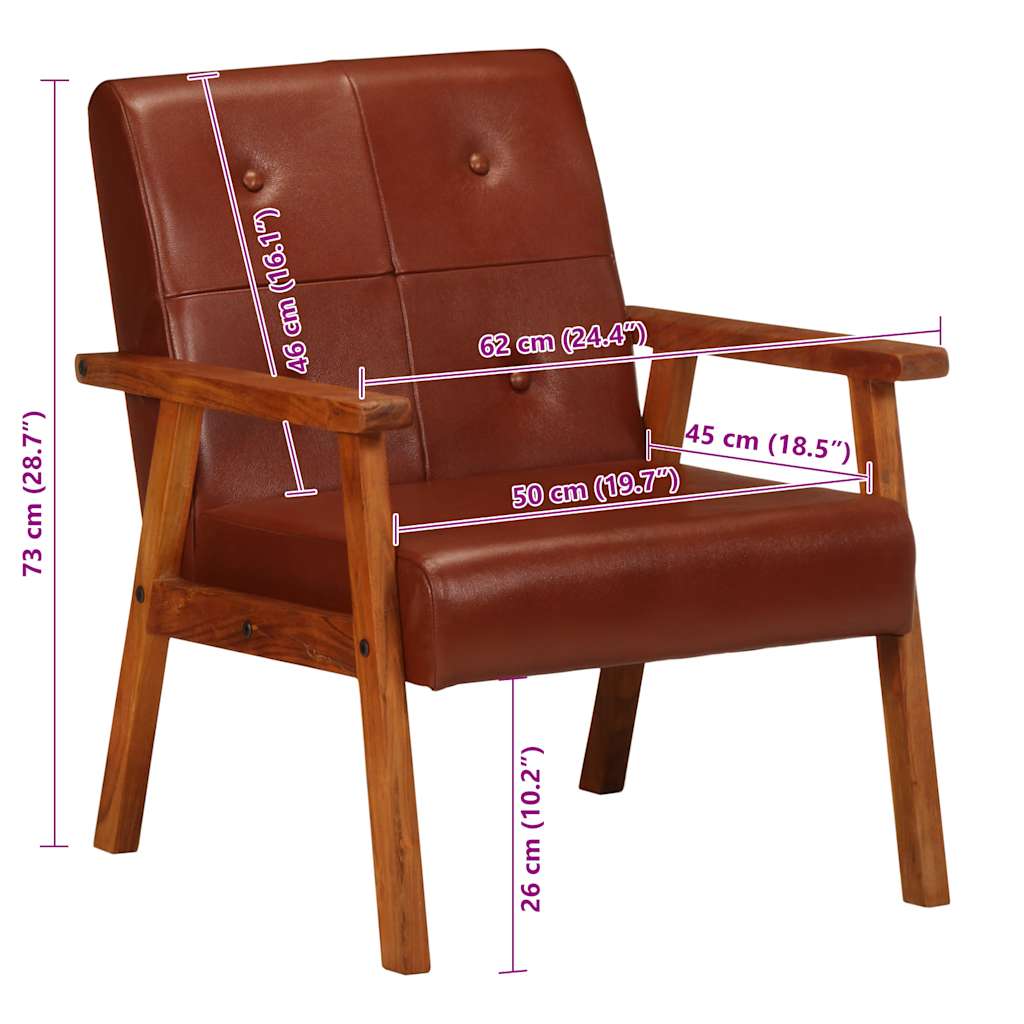 Fauteuil echt leer bruin is nu te koop bij PeponiXL, paradijselijk wonen!