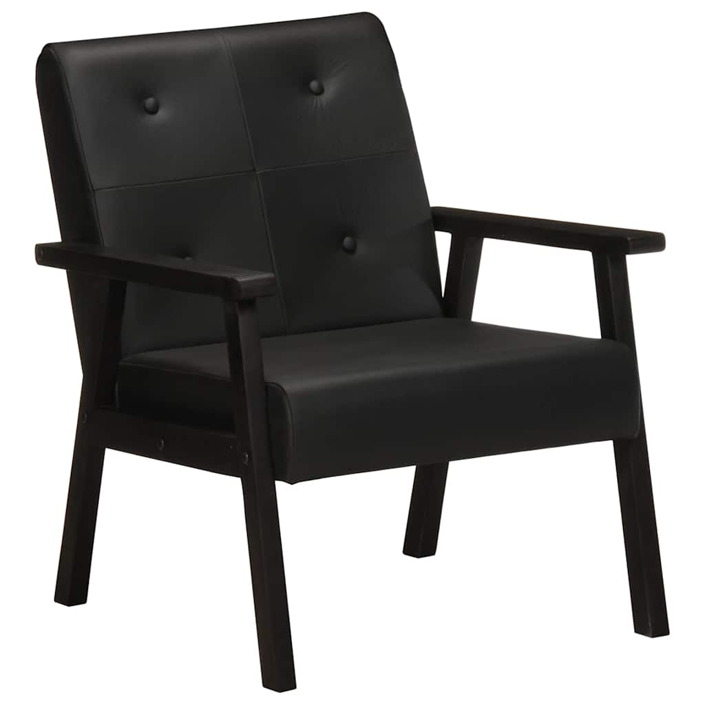 Fauteuil echt leer zwart is nu te koop bij PeponiXL, paradijselijk wonen!