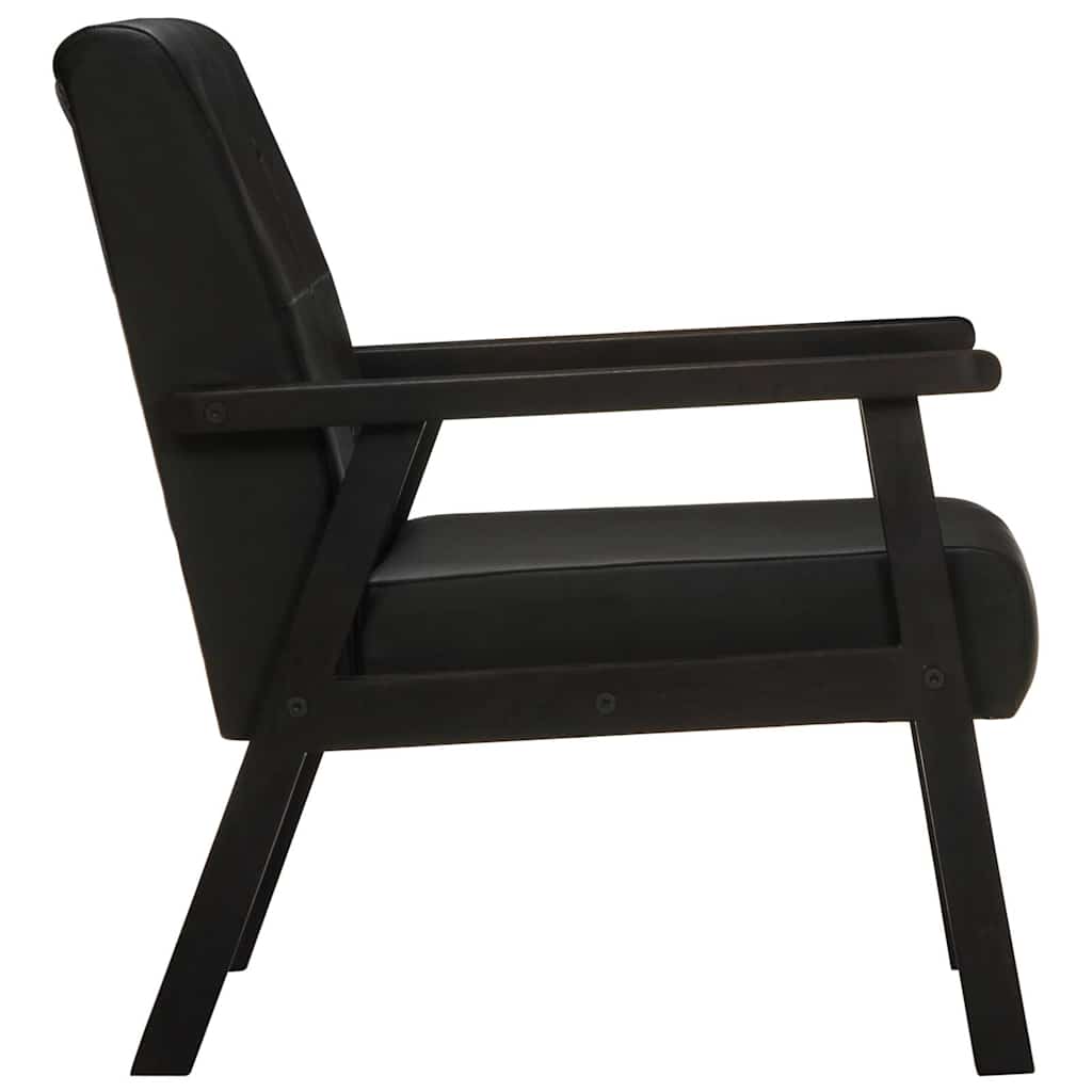 Fauteuil echt leer zwart is nu te koop bij PeponiXL, paradijselijk wonen!