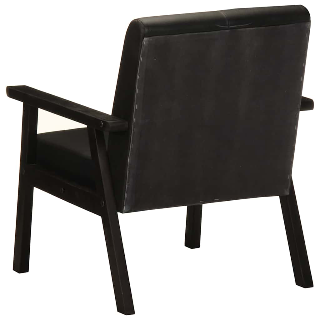 Fauteuil echt leer zwart is nu te koop bij PeponiXL, paradijselijk wonen!