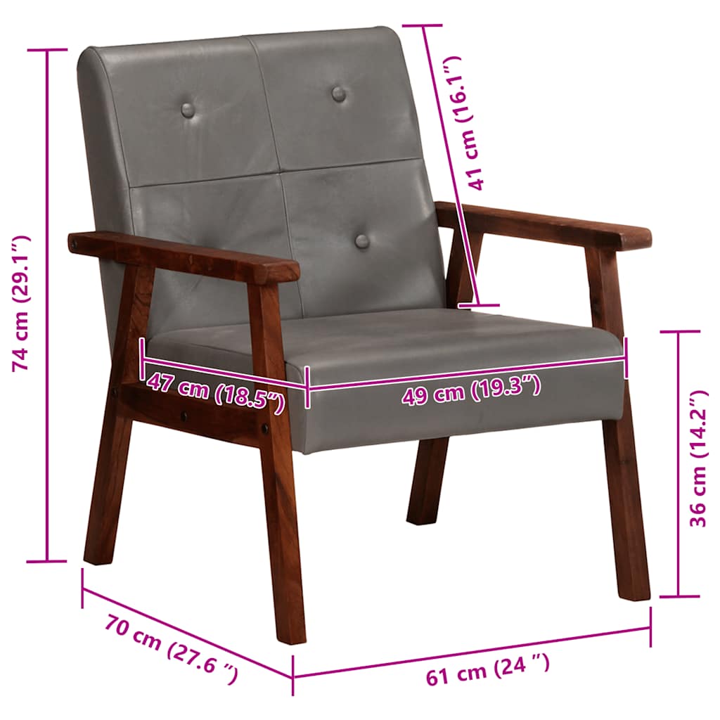 Fauteuil echt leer grijs is nu te koop bij PeponiXL, paradijselijk wonen!