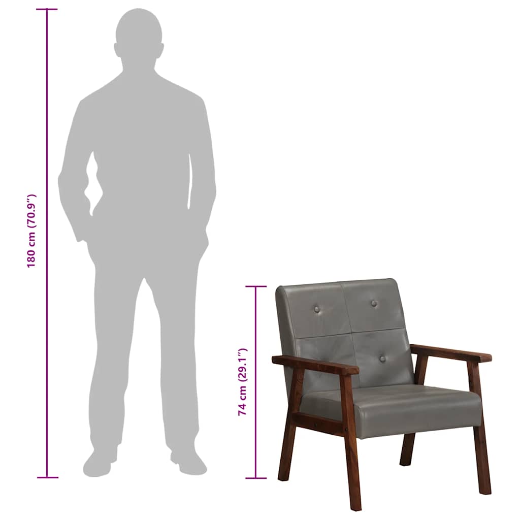Fauteuil echt leer grijs is nu te koop bij PeponiXL, paradijselijk wonen!