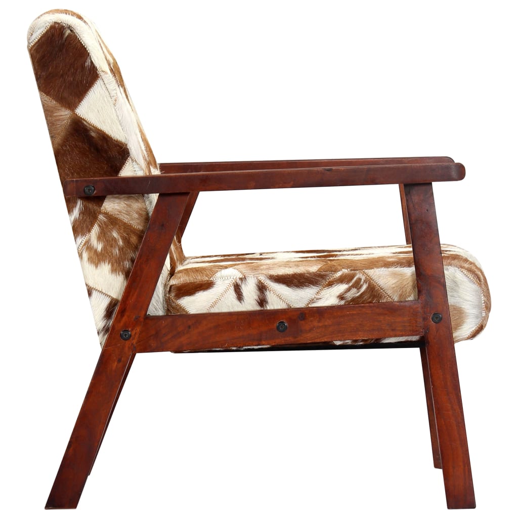 Fauteuil echt geitenleer wit en bruin is nu te koop bij PeponiXL, paradijselijk wonen!