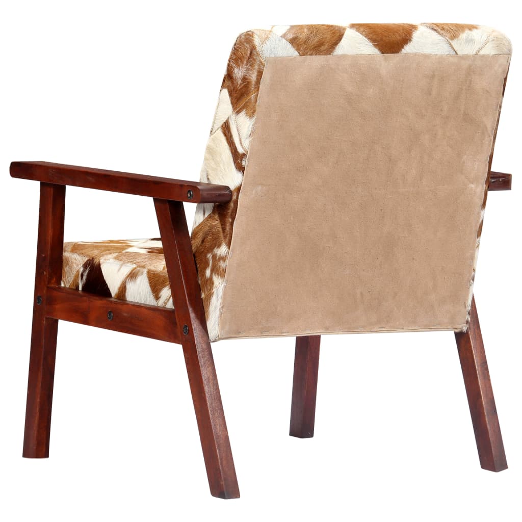 Fauteuil echt geitenleer wit en bruin is nu te koop bij PeponiXL, paradijselijk wonen!