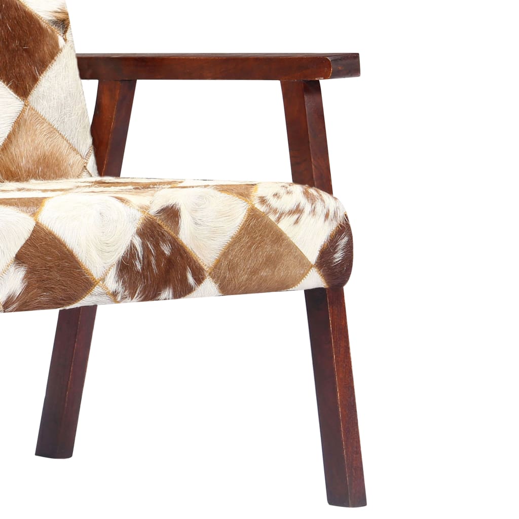 Fauteuil echt geitenleer wit en bruin is nu te koop bij PeponiXL, paradijselijk wonen!