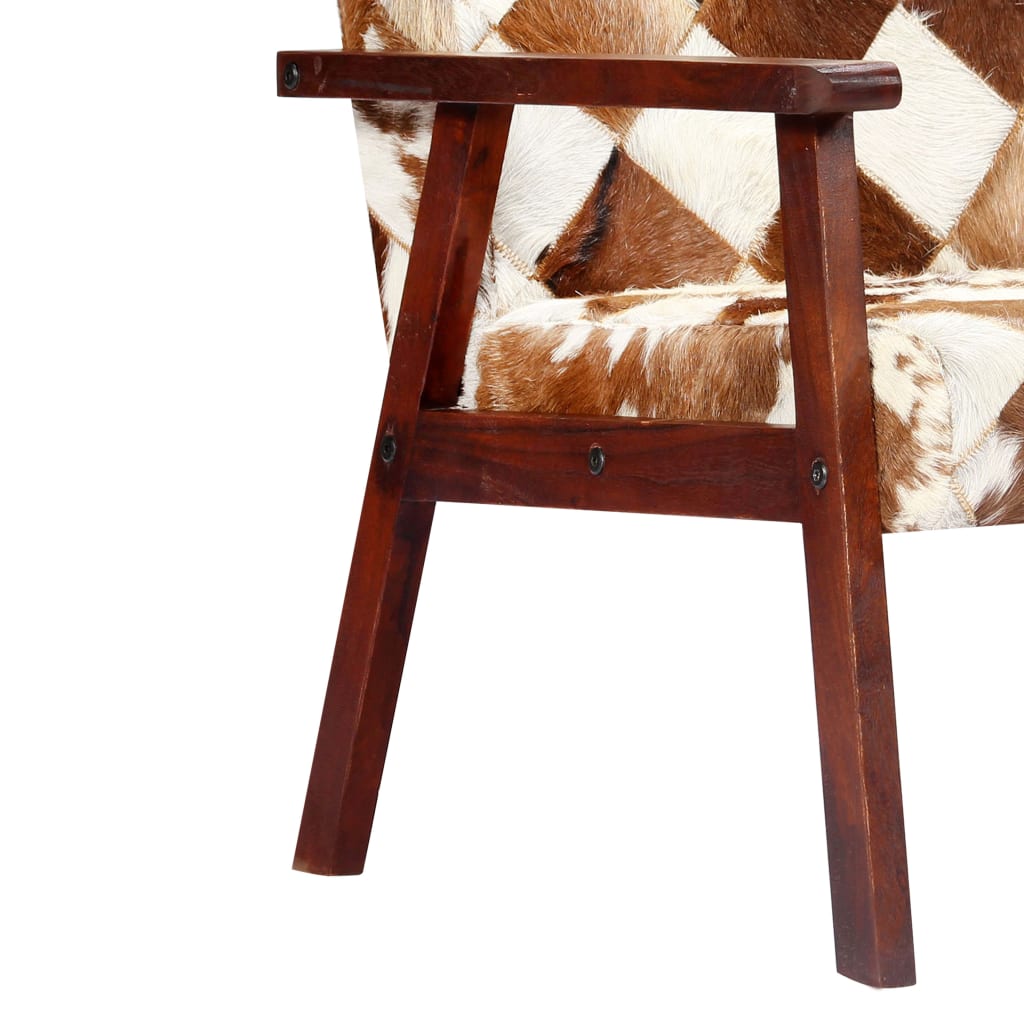 Fauteuil echt geitenleer wit en bruin is nu te koop bij PeponiXL, paradijselijk wonen!