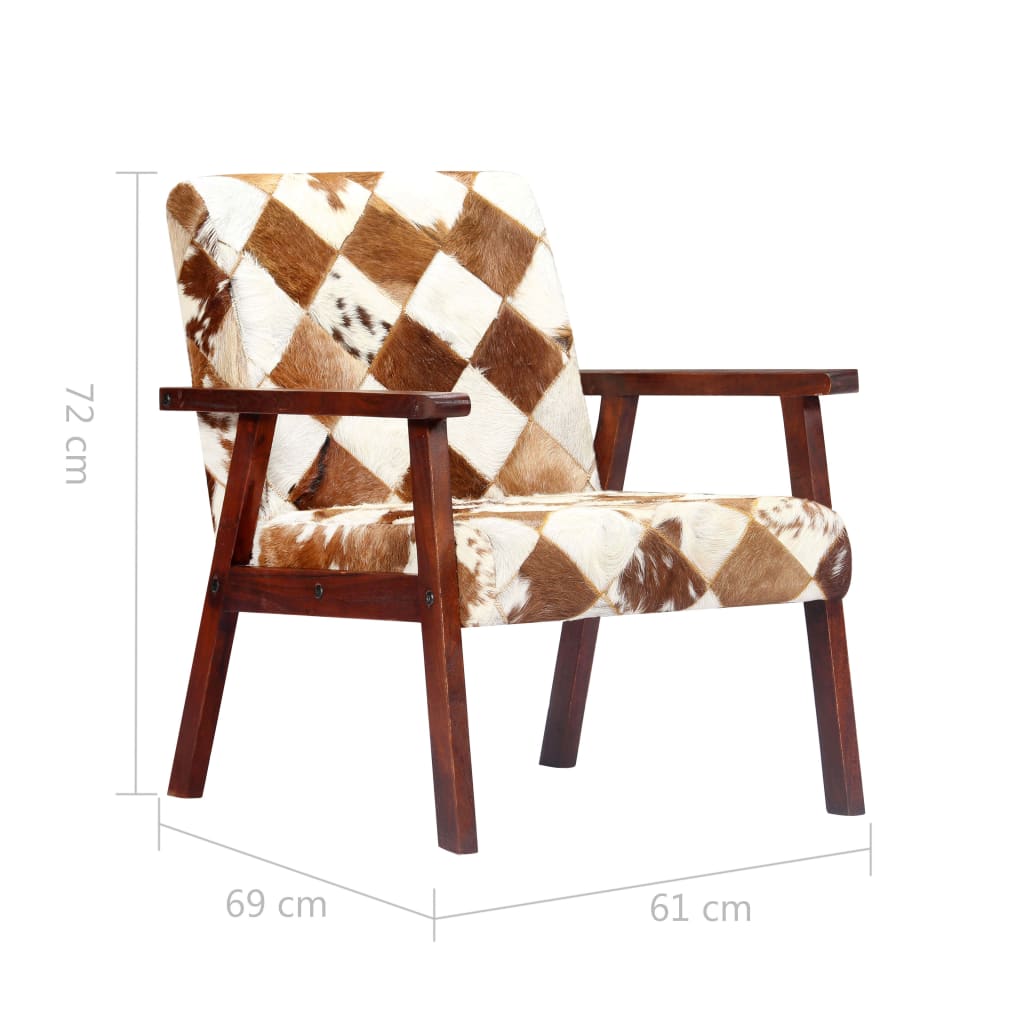 Fauteuil echt geitenleer wit en bruin is nu te koop bij PeponiXL, paradijselijk wonen!