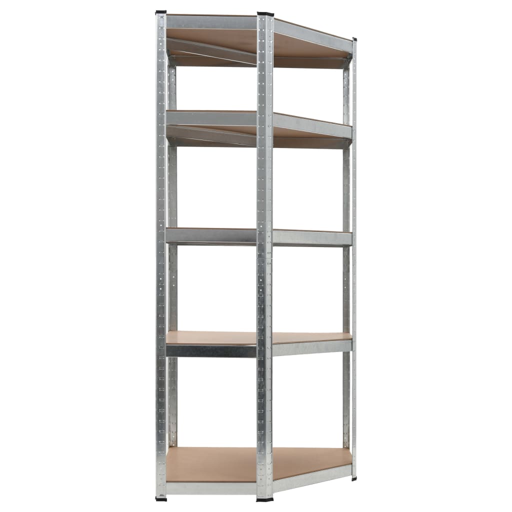 Hoekrek 5-laags staal en bewerkt hout zilverkleurig is nu te koop bij PeponiXL, paradijselijk wonen!