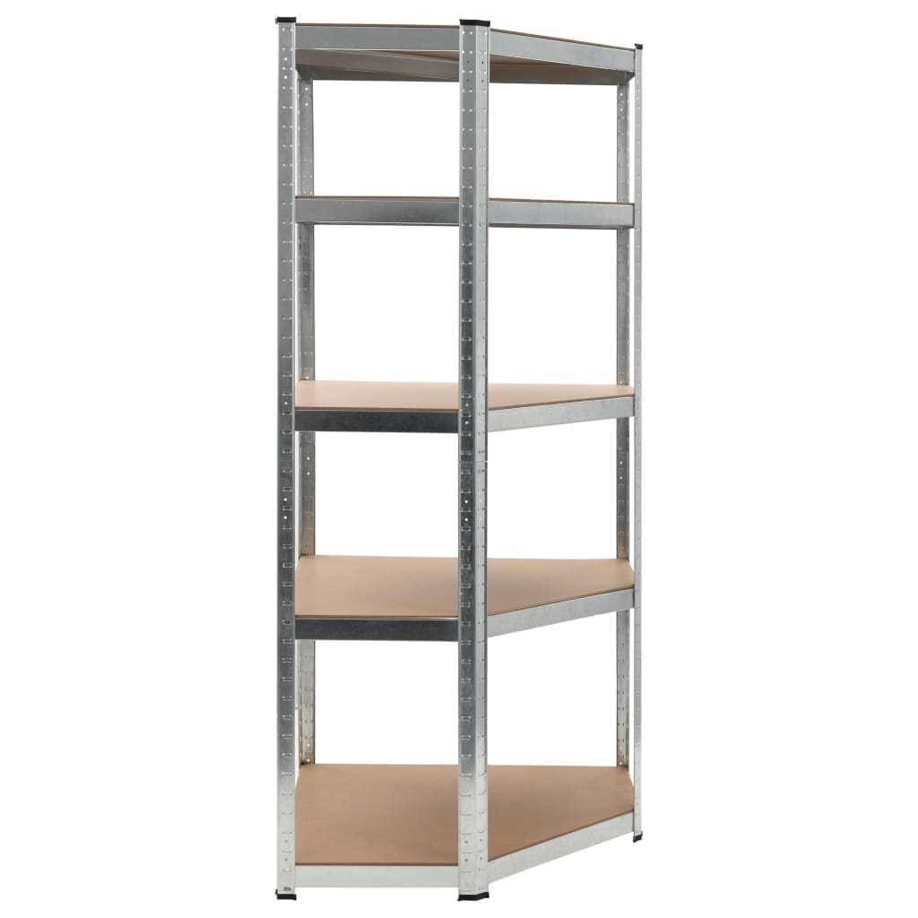 Hoekrek 5-laags staal en bewerkt hout zilverkleurig is nu te koop bij PeponiXL, paradijselijk wonen!