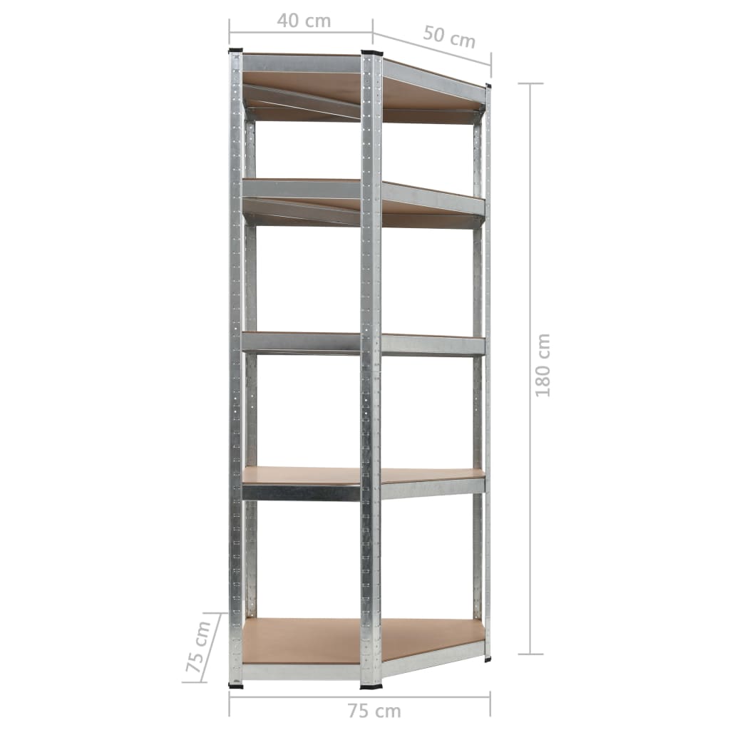Hoekrek 5-laags staal en bewerkt hout zilverkleurig is nu te koop bij PeponiXL, paradijselijk wonen!