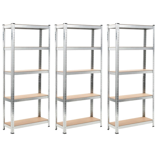 Opbergrek 5-laags 3 st staal en bewerkt hout zilverkleurig is nu te koop bij PeponiXL, paradijselijk wonen!