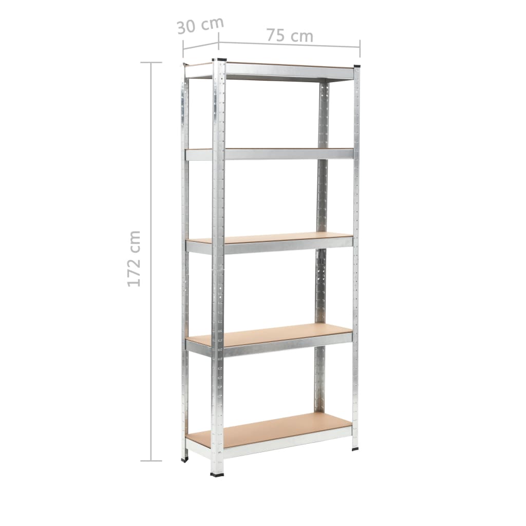 Opbergrek 5-laags 3 st staal en bewerkt hout zilverkleurig is nu te koop bij PeponiXL, paradijselijk wonen!