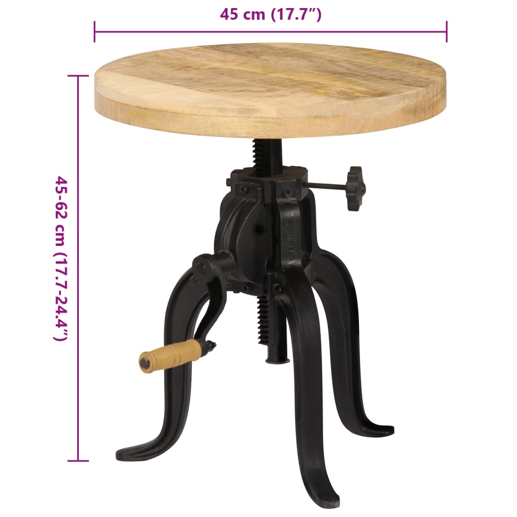 Bijzettafel 45x(45-62) cm massief mangohout en gietijzer is nu te koop bij PeponiXL, paradijselijk wonen!