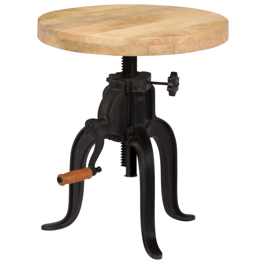 Bijzettafel 45x(45-62) cm massief mangohout en gietijzer is nu te koop bij PeponiXL, paradijselijk wonen!