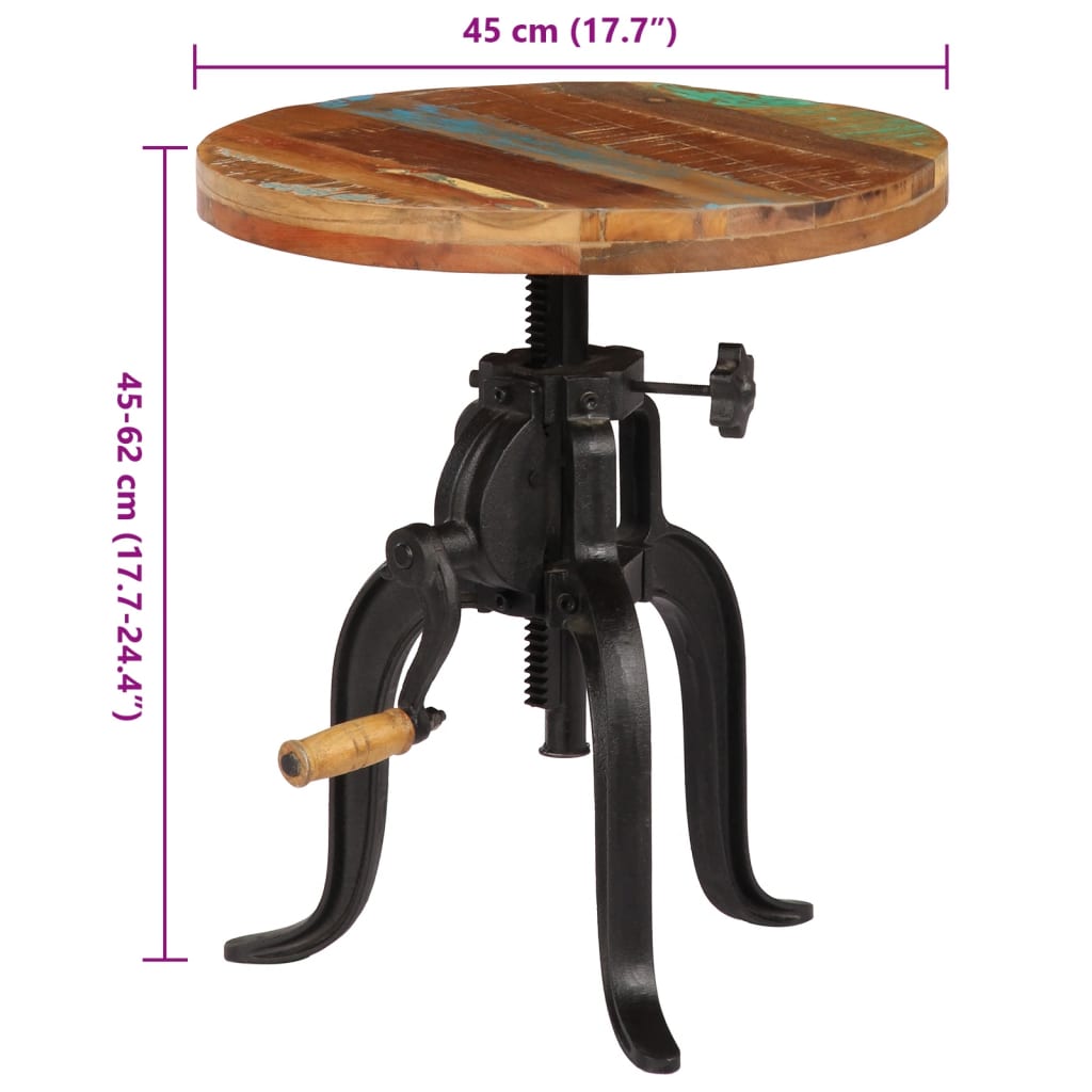 Bijzettafel 45x(45-62) cm massief sloophout en gietijzer is nu te koop bij PeponiXL, paradijselijk wonen!