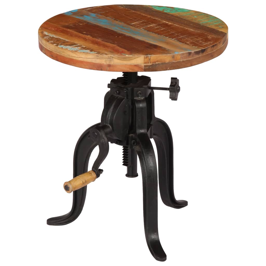Bijzettafel 45x(45-62) cm massief sloophout en gietijzer is nu te koop bij PeponiXL, paradijselijk wonen!
