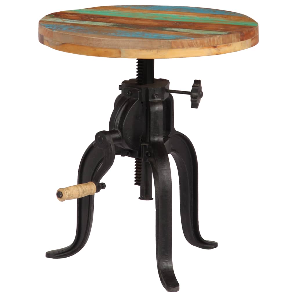 Bijzettafel 45x(45-62) cm massief sloophout en gietijzer is nu te koop bij PeponiXL, paradijselijk wonen!