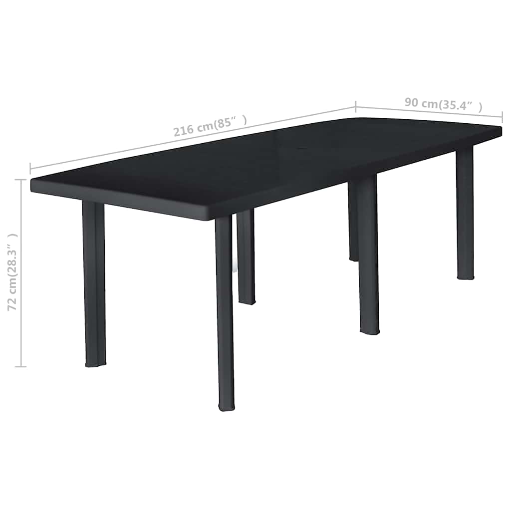 Tuintafel 216x90x72 cm kunststof antraciet is nu te koop bij PeponiXL, paradijselijk wonen!