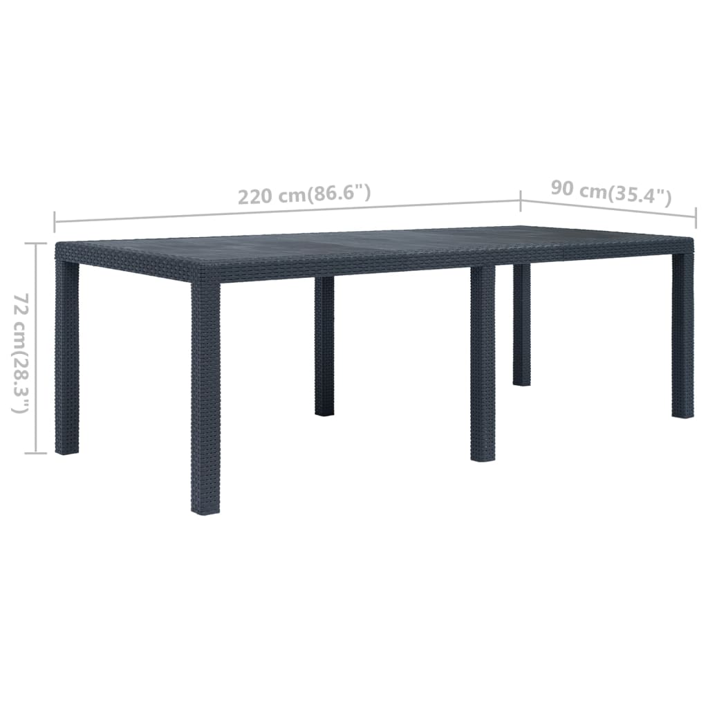 Tuintafel 220x90x72 cm rattan-look kunststof antraciet is nu te koop bij PeponiXL, paradijselijk wonen!
