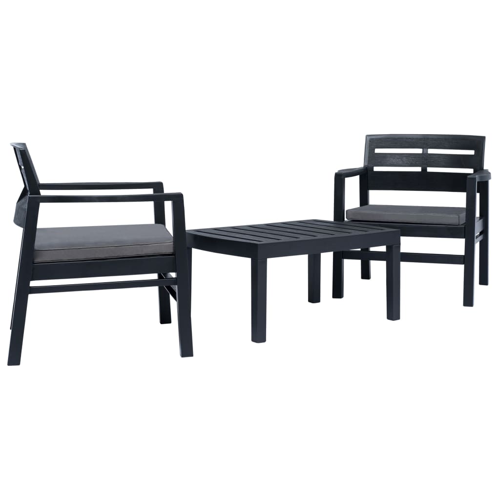 3-delige Loungeset kunststof antraciet is nu te koop bij PeponiXL, paradijselijk wonen!