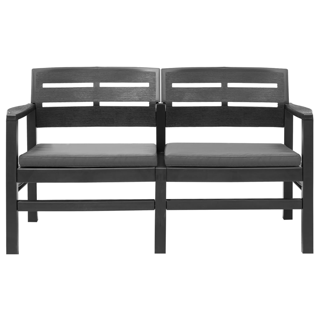 Tuinbank 2-zits met kussens 133 cm kunststof antraciet is nu te koop bij PeponiXL, paradijselijk wonen!
