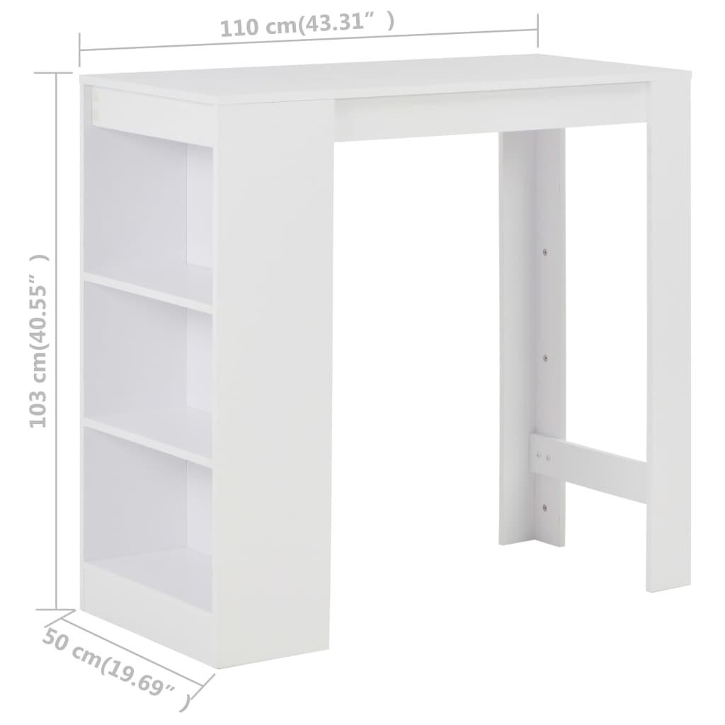Bartafel met schap 110x50x103 cm wit is nu te koop bij PeponiXL, paradijselijk wonen!