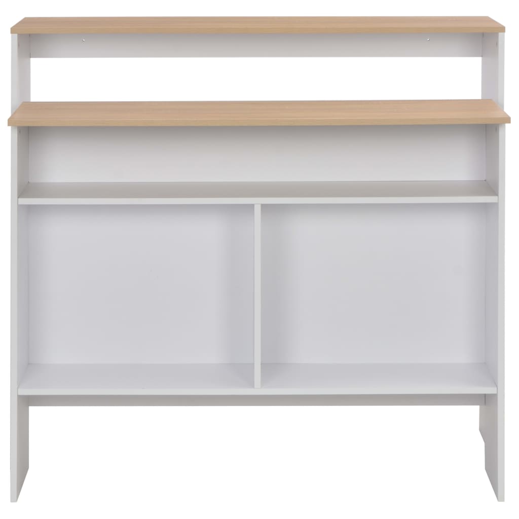 Bartafel met 2 tafelbladen 130x40x120 cm wit en eikenkleurig is nu te koop bij PeponiXL, paradijselijk wonen!