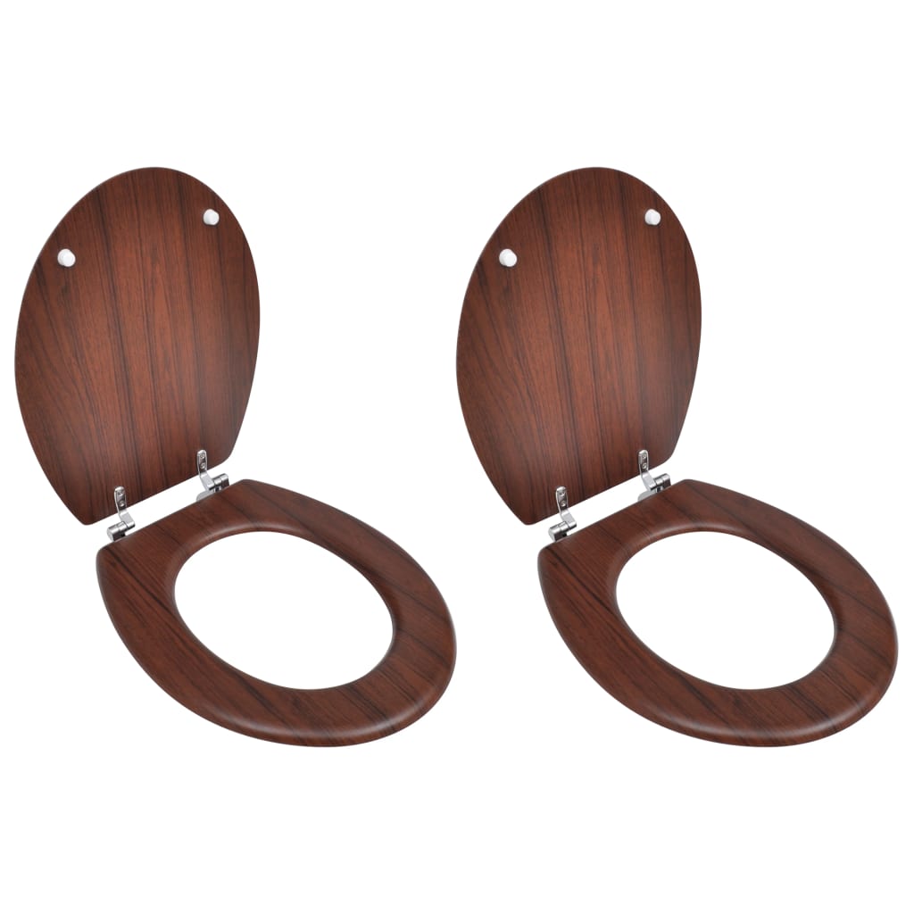 Toiletbrillen met deksels 2 st MDF bruin is nu te koop bij PeponiXL, paradijselijk wonen!