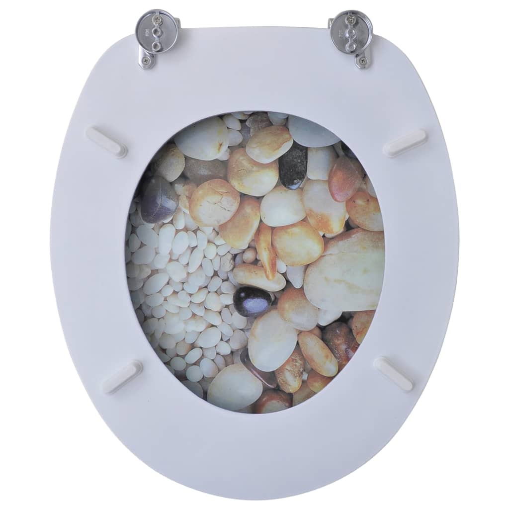 Toiletbrillen met deksels 2 st kiezelstenen MDF is nu te koop bij PeponiXL, paradijselijk wonen!