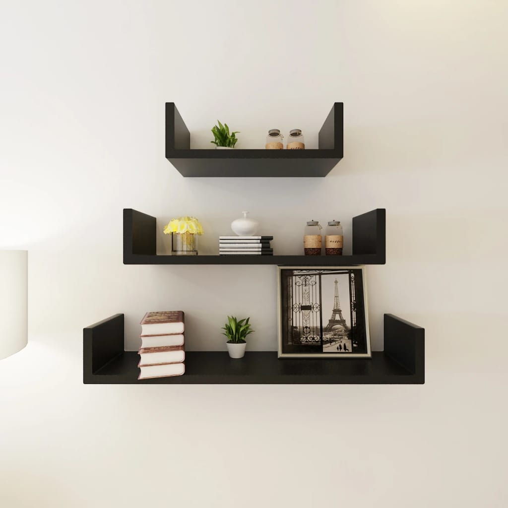 Wandplanken 6 st zwart is nu te koop bij PeponiXL, paradijselijk wonen!