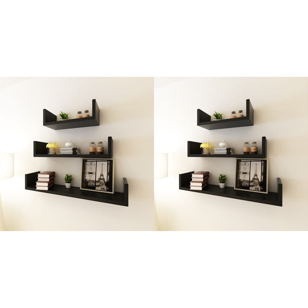 Wandplanken 6 st zwart is nu te koop bij PeponiXL, paradijselijk wonen!