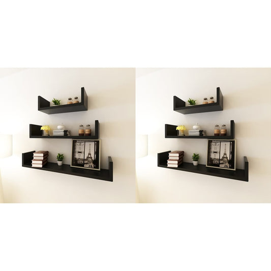 Wandplanken 6 st zwart is nu te koop bij PeponiXL, paradijselijk wonen!