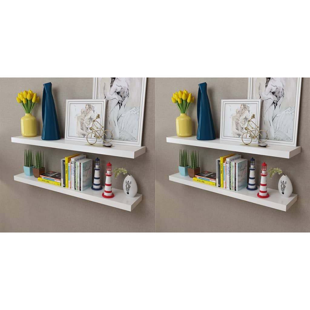 Wandplanken 4 st 100 cm wit is nu te koop bij PeponiXL, paradijselijk wonen!