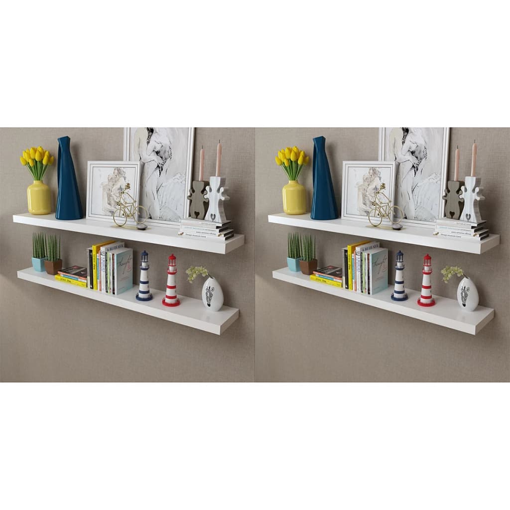 Wandplanken 4 st 120 cm wit is nu te koop bij PeponiXL, paradijselijk wonen!