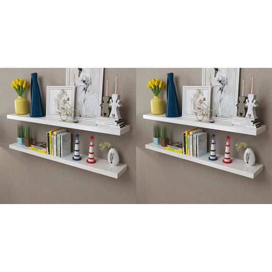Wandplanken 4 st 120 cm wit is nu te koop bij PeponiXL, paradijselijk wonen!