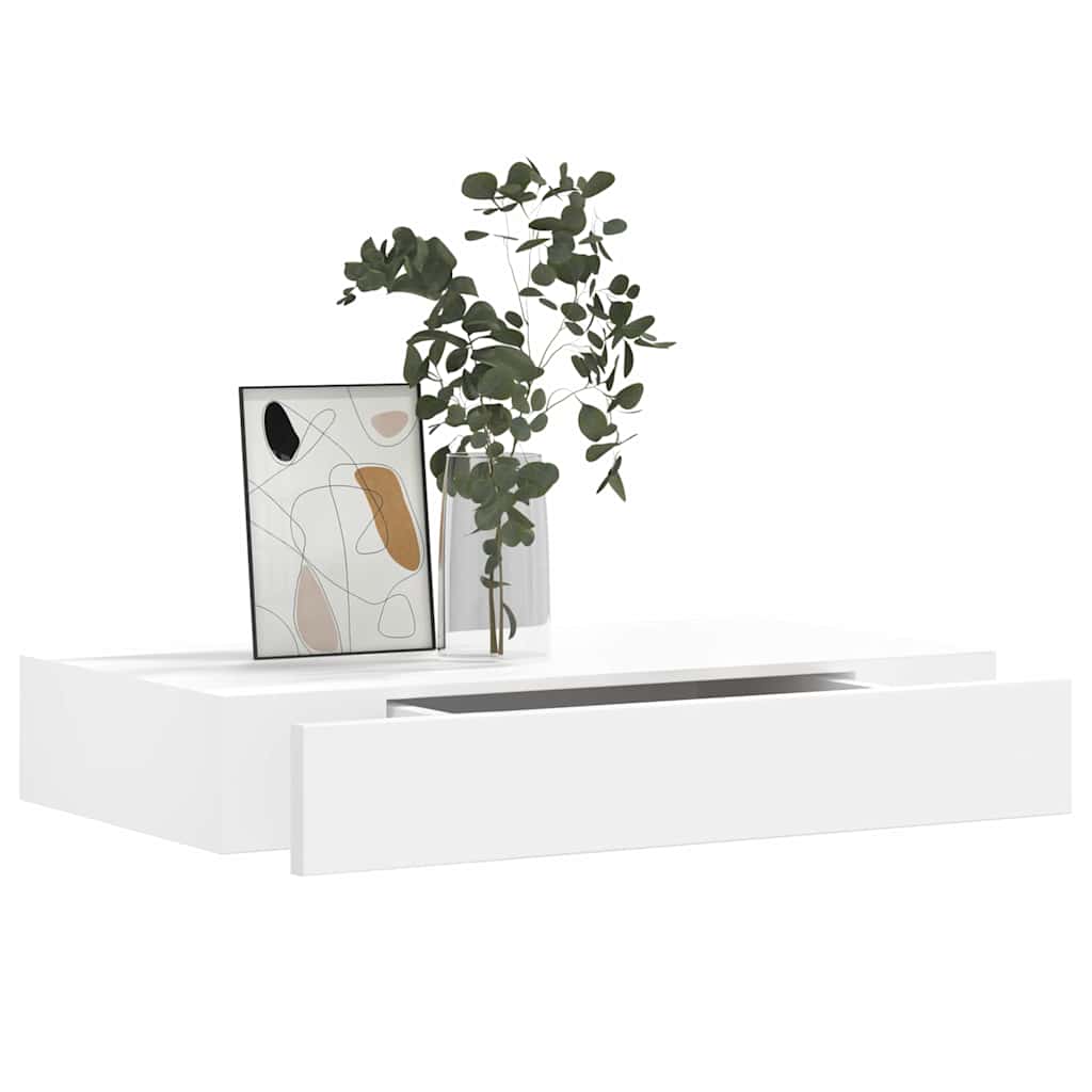 Wandplanken zwevend met lades 2 st 48 cm wit is nu te koop bij PeponiXL, paradijselijk wonen!