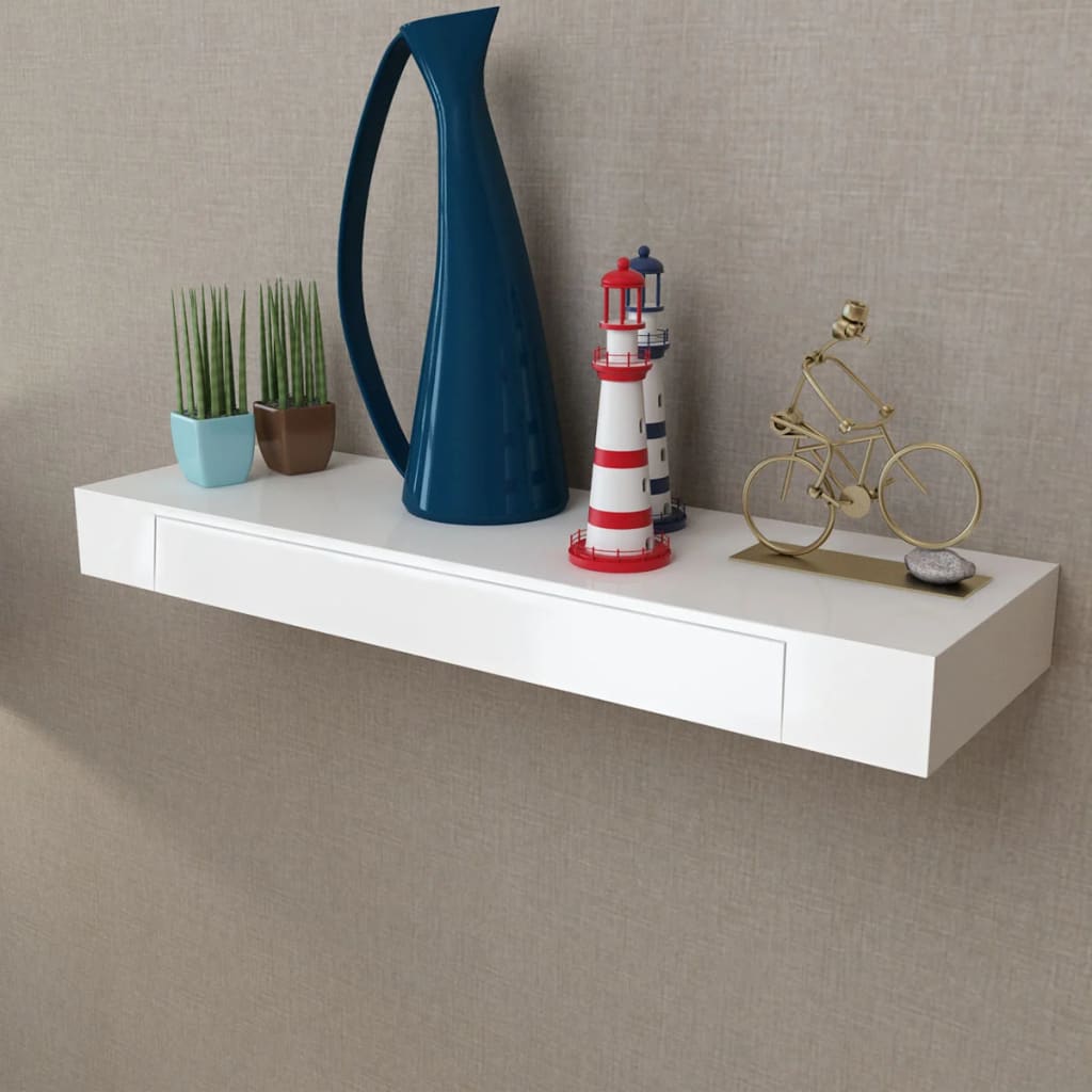 Wandplanken zwevend met lades 2 st 80 cm wit is nu te koop bij PeponiXL, paradijselijk wonen!