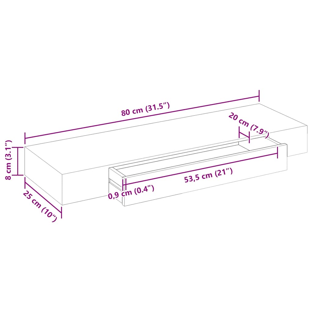 Wandplanken zwevend met lades 2 st 80 cm wit is nu te koop bij PeponiXL, paradijselijk wonen!