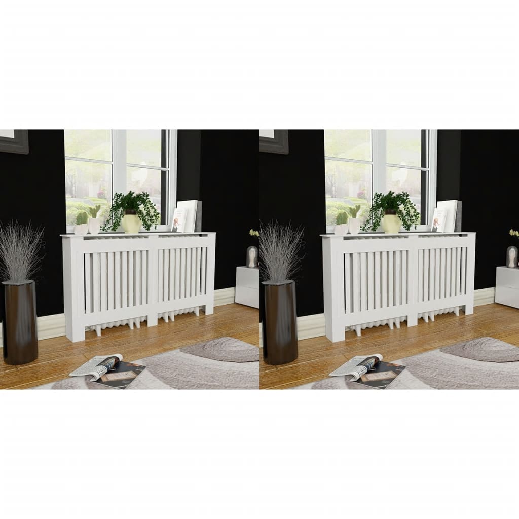 Radiatorombouw 2 st 152 cm bewerkt hout wit is nu te koop bij PeponiXL, paradijselijk wonen!