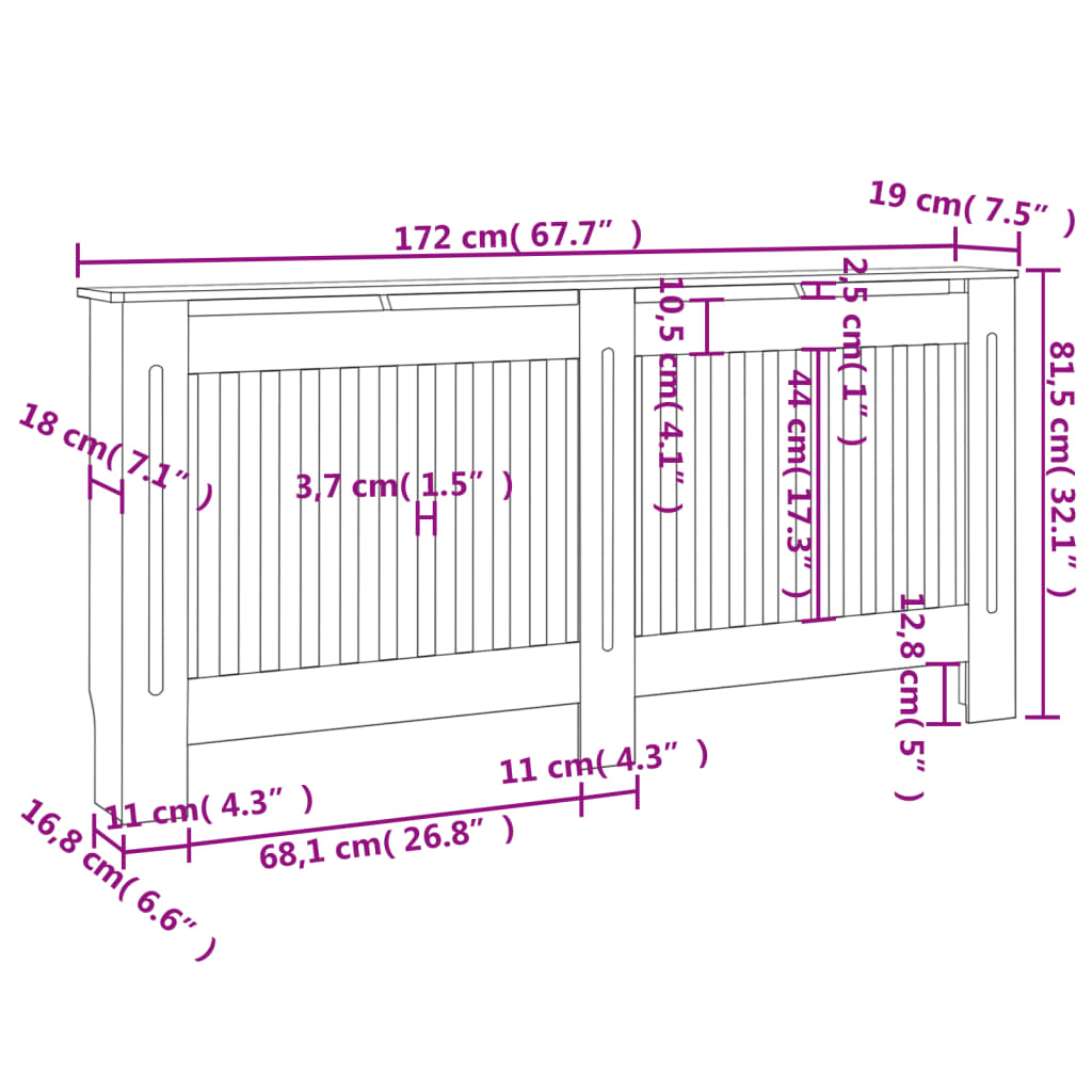 Radiatorombouw 2 st 172 cm bewerkt hout wit is nu te koop bij PeponiXL, paradijselijk wonen!