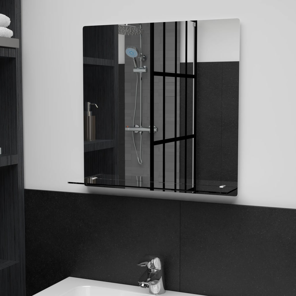 Wandspiegel met schap 50x50 cm gehard glas is nu te koop bij PeponiXL, paradijselijk wonen!