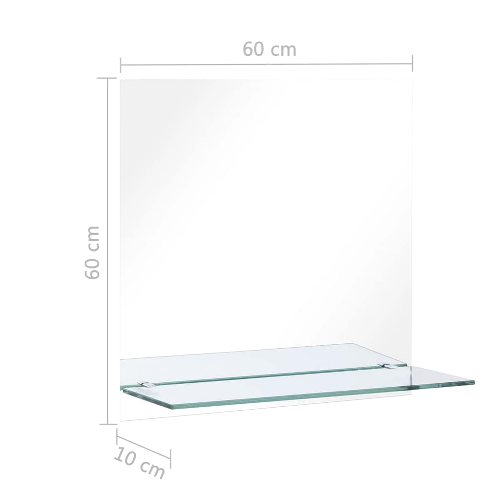 Wandspiegel met schap 60x60 cm gehard glas is nu te koop bij PeponiXL, paradijselijk wonen!
